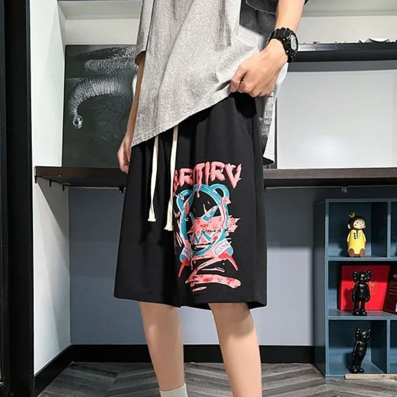 

Баскетбольные бегуны с карманами и принтом, свободные мужские шорты с цветочным принтом и шнурком, тренировочные широкие спортивные мужские шорты, мешковатые