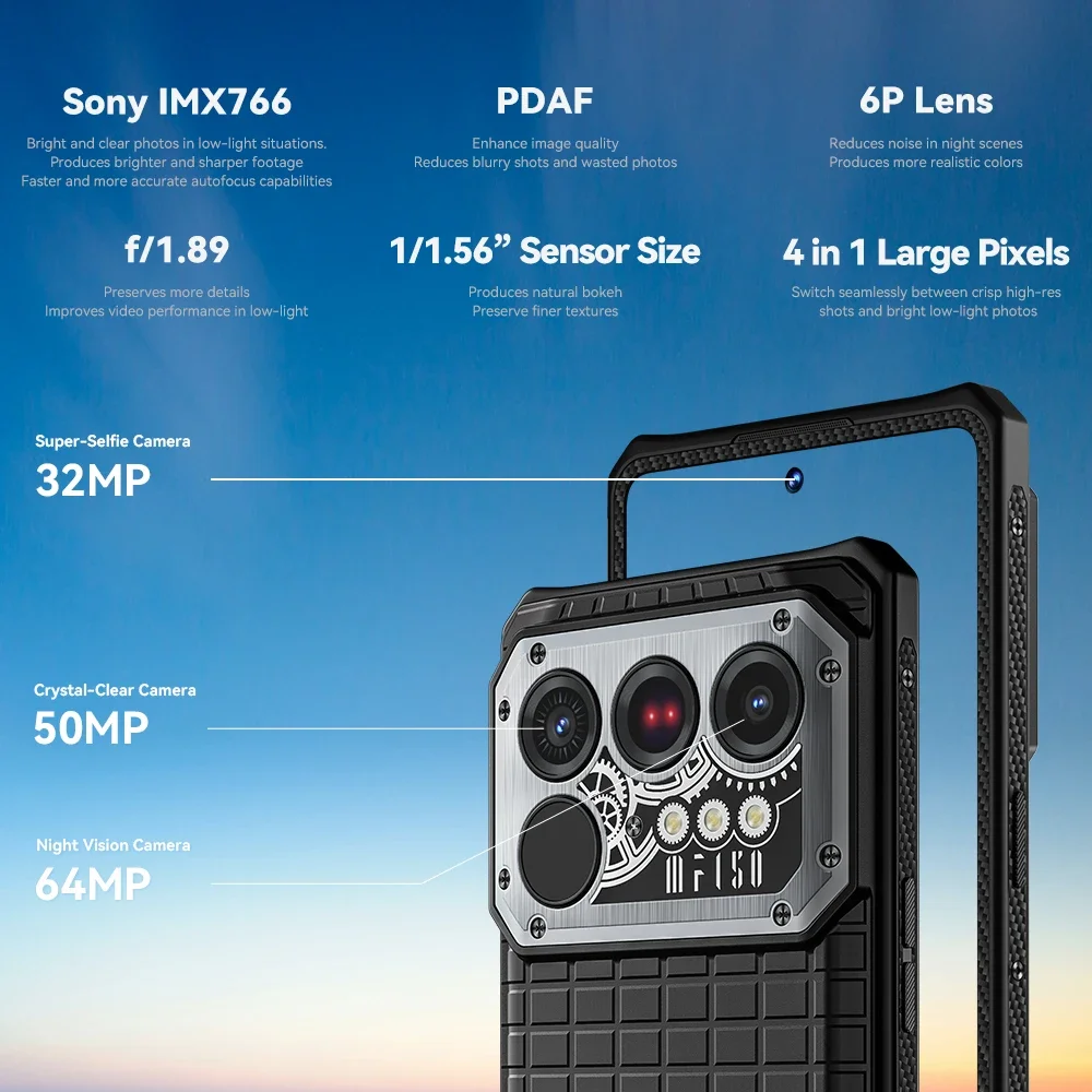 IIIF150 Raptor 5G Rugged Phone 6.78'' AMOLED Display Call Phone 16GB+512GB 10000mAh 50MP Smartphone Android 14 Thermal Imaging