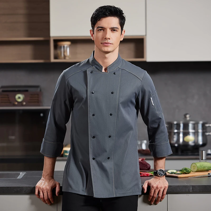 Kurtka kucharska z długim rękawem męska damska do restauracji kuchni odzież robocza dla kelnerów catering piekarnictwo