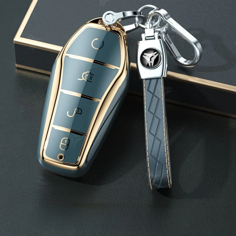 لينة بولي TPU حافظة مفاتيح السيارة غطاء ل BYD سونغ زائد هان EV تانغ DM تشين ختم دولفين التحكم عن بعد حامل مفتاح سلسلة اكسسوارات السيارات