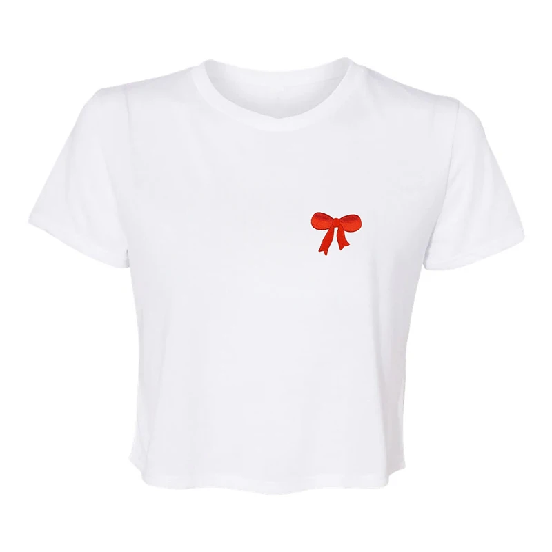 

Y2k Bow Embroidery Hot Girl Crop Top Baby T-shirt 2000s Gothic Punk Short Sleeve Slim Retro Street Sexy Casual T-shirt