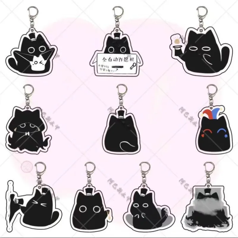 Lord of The Mysteries Klein Cat Acrylic Keychain Cute Cartoon Black Cat Backpack Pendant Novel Anime Bag Charm Fans Decor Gift