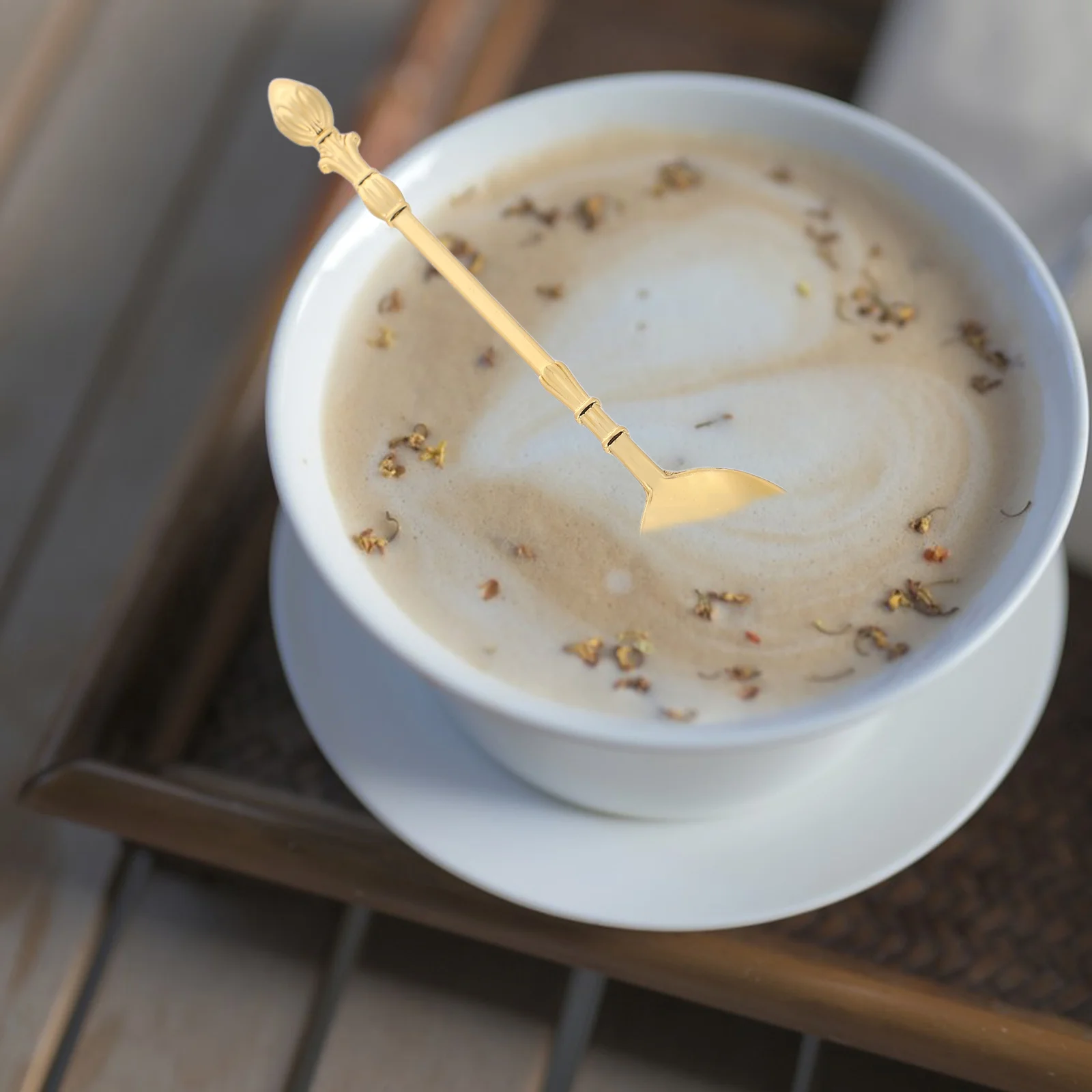 

Dessert Spoon Cute Coffee Teaspoon Alloy Demitasse Shiny Gold Stirring Appetizer Tasting Breakfast Food Kitchen Ice Cream Spoons