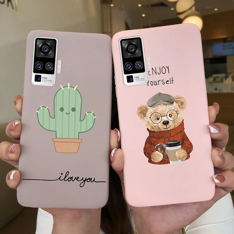 حافظة لهاتف فيفو X50 برو 5G كاندي اللون لطيف ديناصور الكرتون زهرة سيليكون لينة الغطاء الخلفي لهاتف فيفو X50 5G فوندا V2005A ، 2006