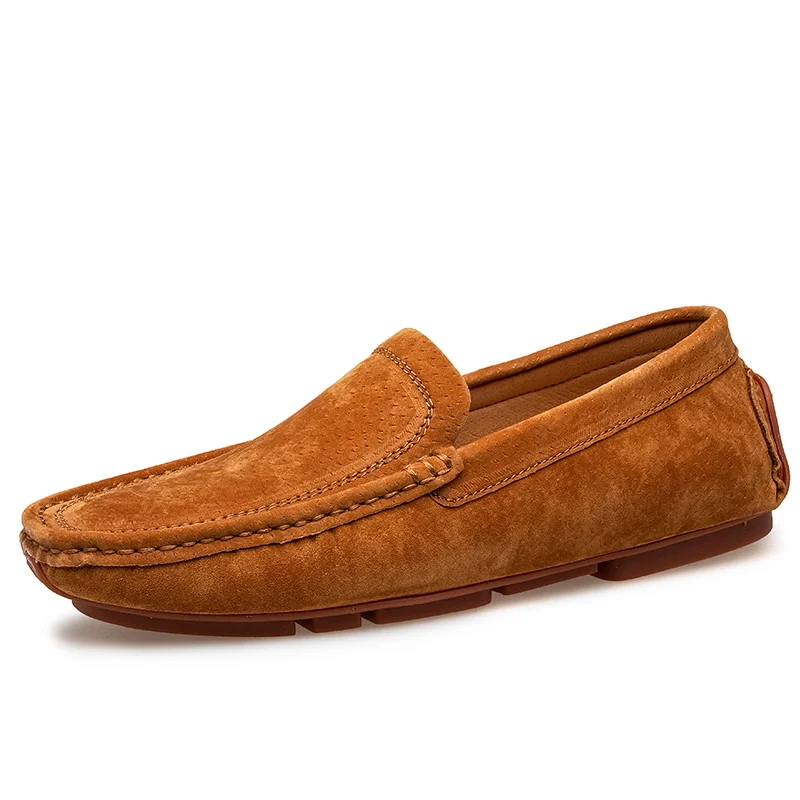 COZOK New Men Casual Shoes Fashion Men's Shoes Suede Leather Men's Loafers Moccasins Brand Slip On Male Flat Driving Shoes Black image 2