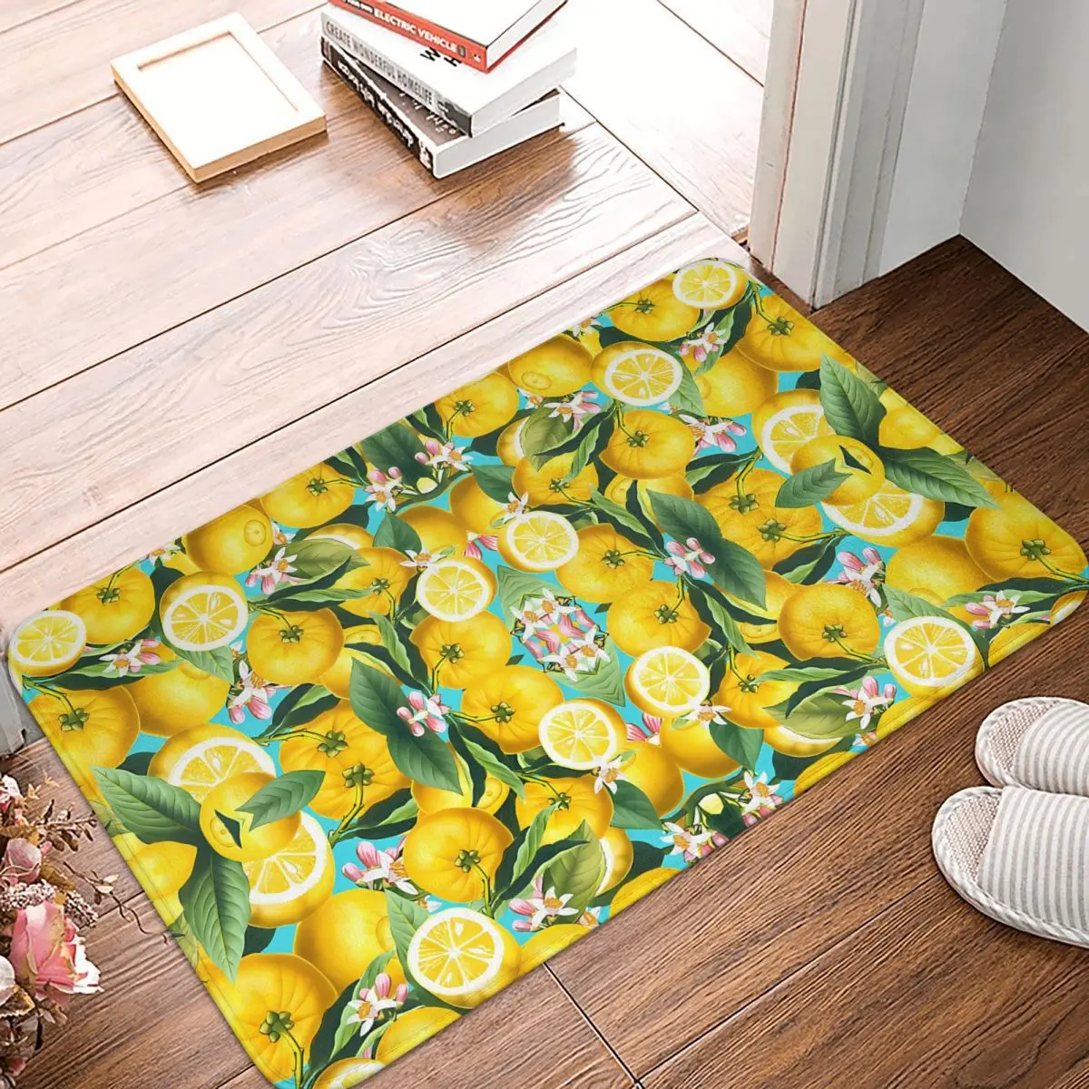 MORROCAN ART Bathroom Non-Slip Carpet TROPICAL LEMON TREE MOTIF- EXOTIC LEMONS CITRUS PATTERN Bedroom Mat Doormat Floor Rug