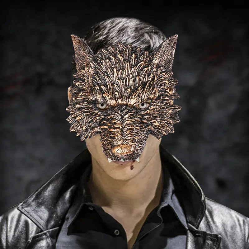 Halloween wolf mask animal mask foreign trade headgear carnival dance PU foam 3D realistic dress up props