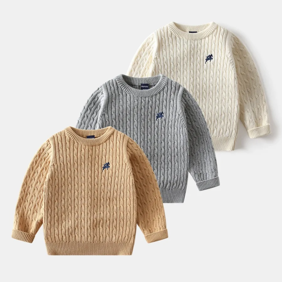 

Новый детский однотонный свитер HoneyCherry: новый осенний свитер с вышивкой для мальчиков, детская вязаная майка в корейском стиле