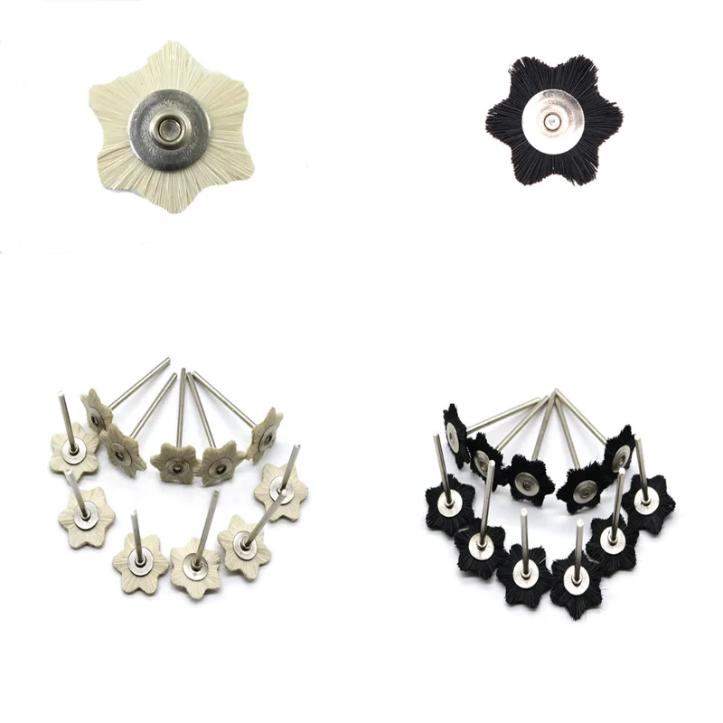 5pcs/pack Dental Polisher Star Shape White Goat Hair Brush 2.35mm For Jade/Ceramic/Metal/Jewelry Dental Laboratory Supply Tools