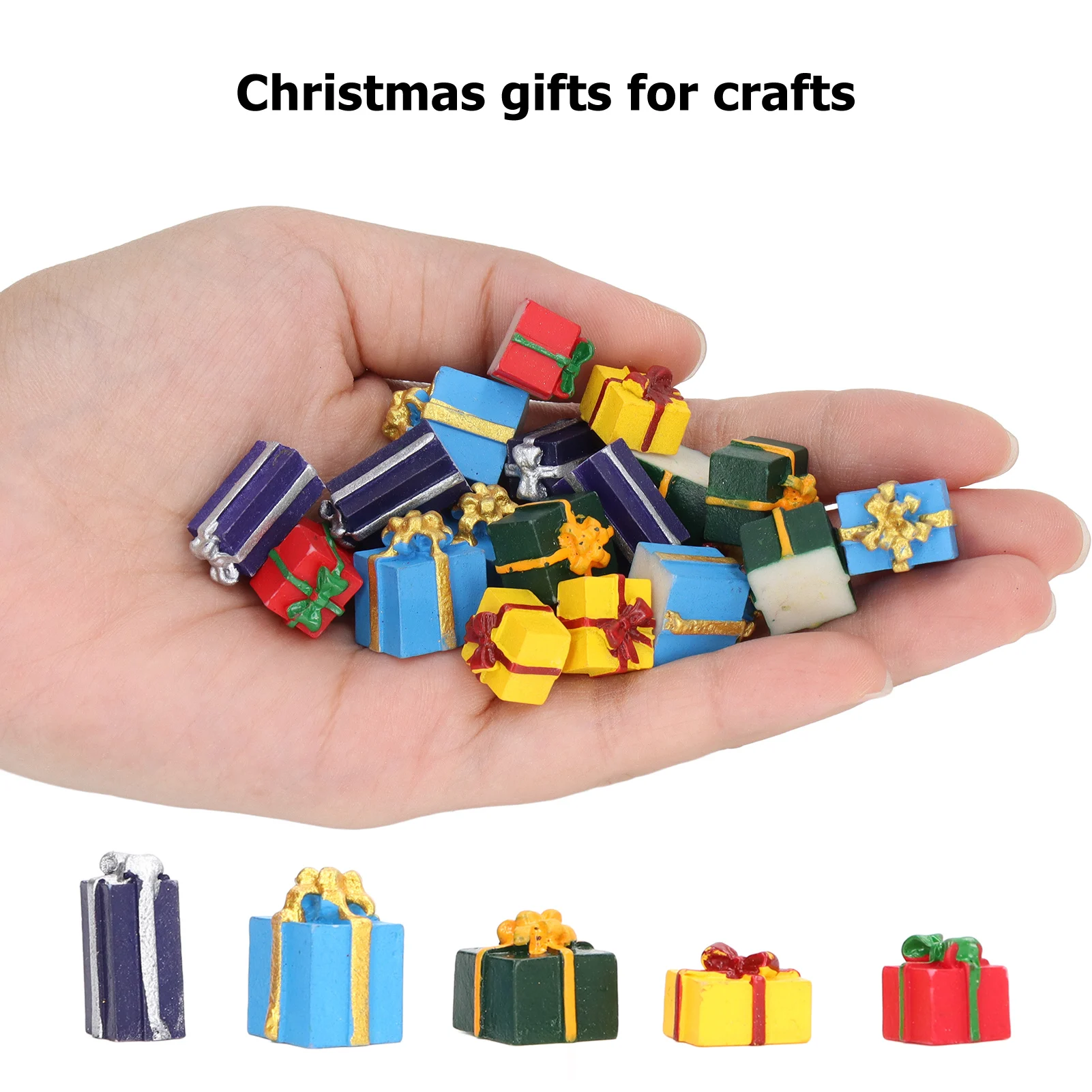 ZK40 25Pcs Doll House Christmas Present Boxes Resin 5 Colors Educational Mini Christmas Ornaments for 1:12 Dollhouse