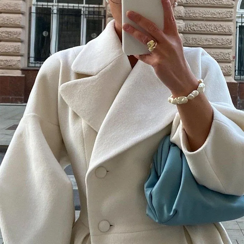 

Женское удлиненное пальто с большими лацканами Lantern SVE Long Sve шерстяное пальто однотонное лоскутное зимнее модное женское пальто