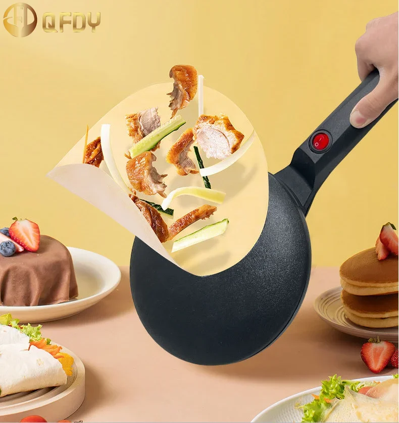 Chinese Spring Roll Cooking Tools Electric Crepe Maker Breakfast Pizza Machine Pancake Baking Pan Cake Non-stick Griddle