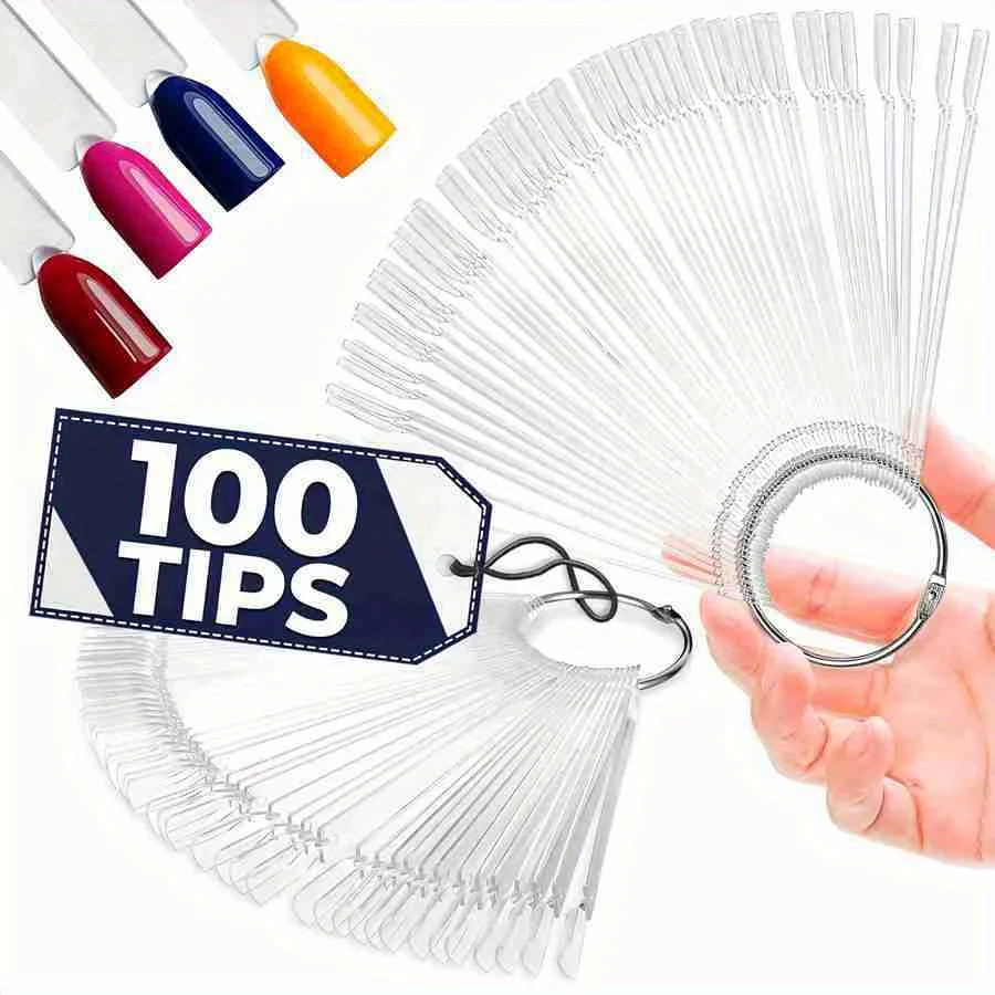 100Pcs/lot False Tips Clear Nail Swatches Color Card Display Chart Gel Polish Template Nail Art Sample Stand Acrylic Palette
