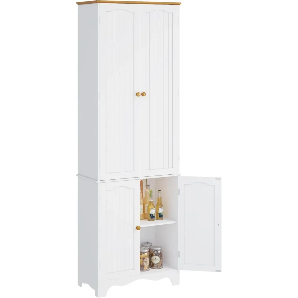 

72" Kitchen Pantry Cabinet, Freestanding Storage Cabinets, Tall Food Pantry with Doors and Adjustable Shelves