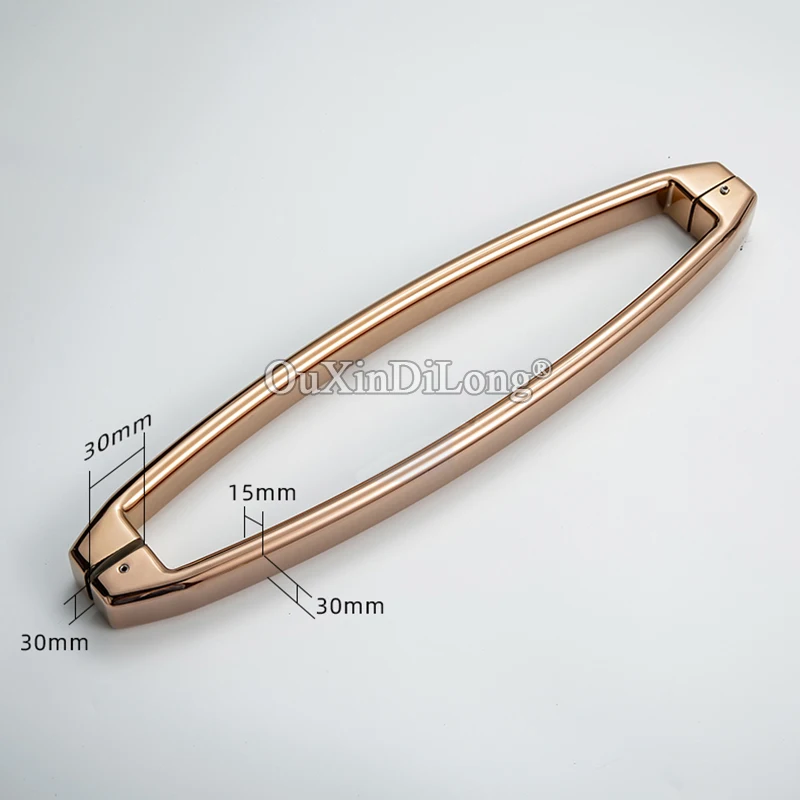 HOT 304 Stainless Steel Rose Gold/Chromed Bathroom Door Handles Pair Mount Glass Door Push Pull Handles Hole Spacing 400/450mm