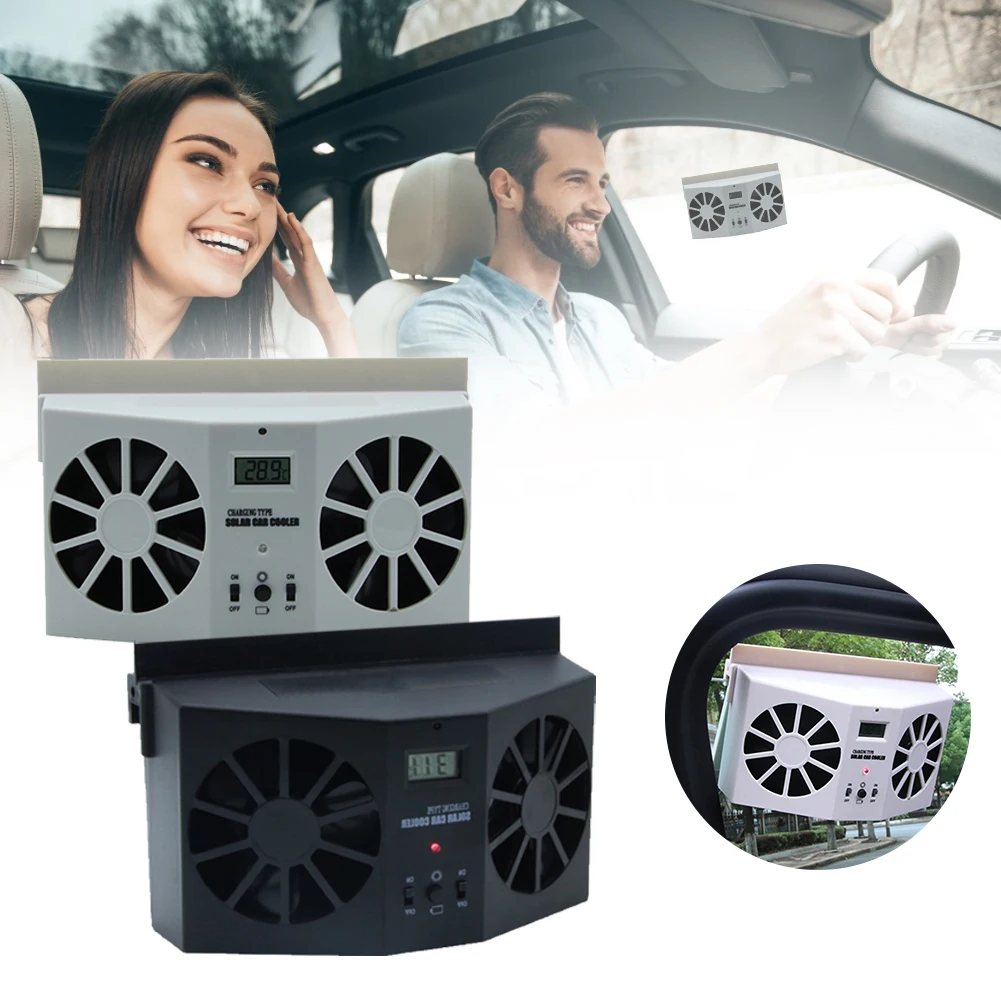 Solar Dual Fan Vehicle Cooling Tool Car Exhaust Fan Vehicle Front/Rear Window Radiator Fans Air Vent Conditioning Cooler System