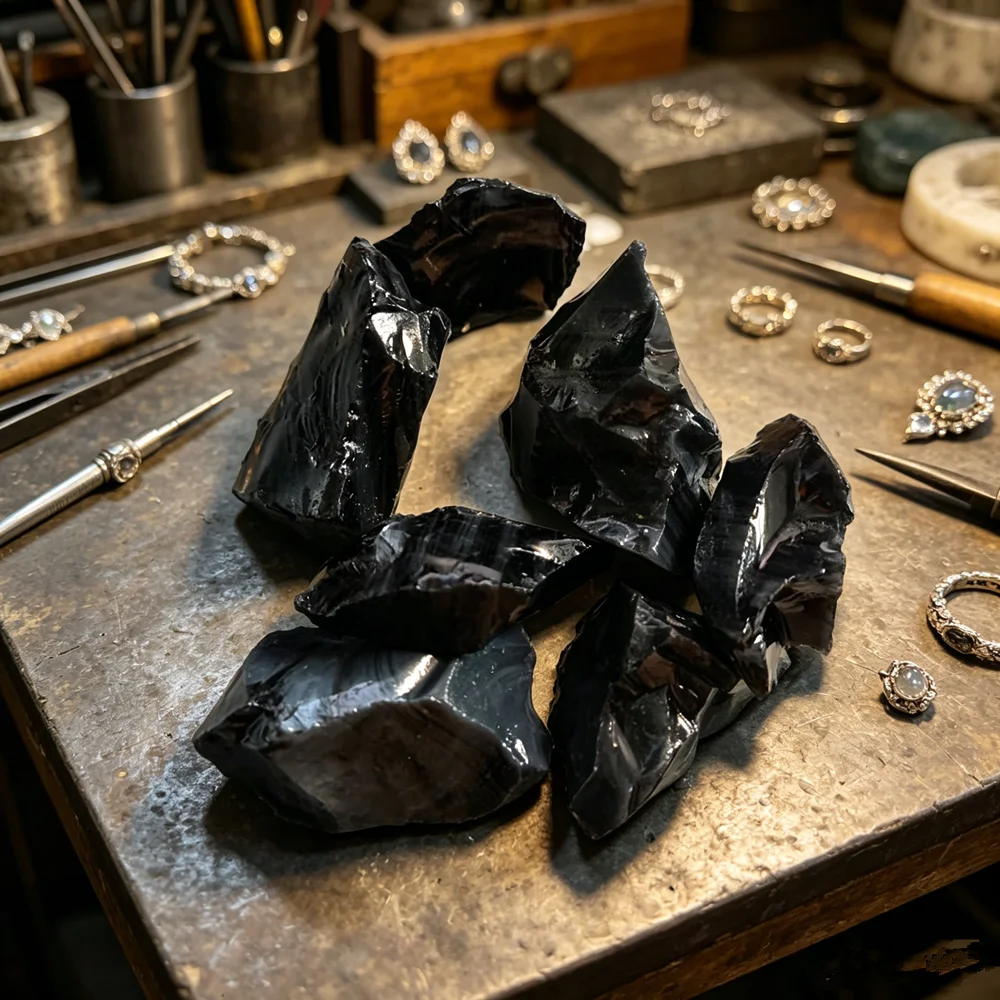 Natural Apache Tears Indian Legend Healing Crystal Black Obsidian