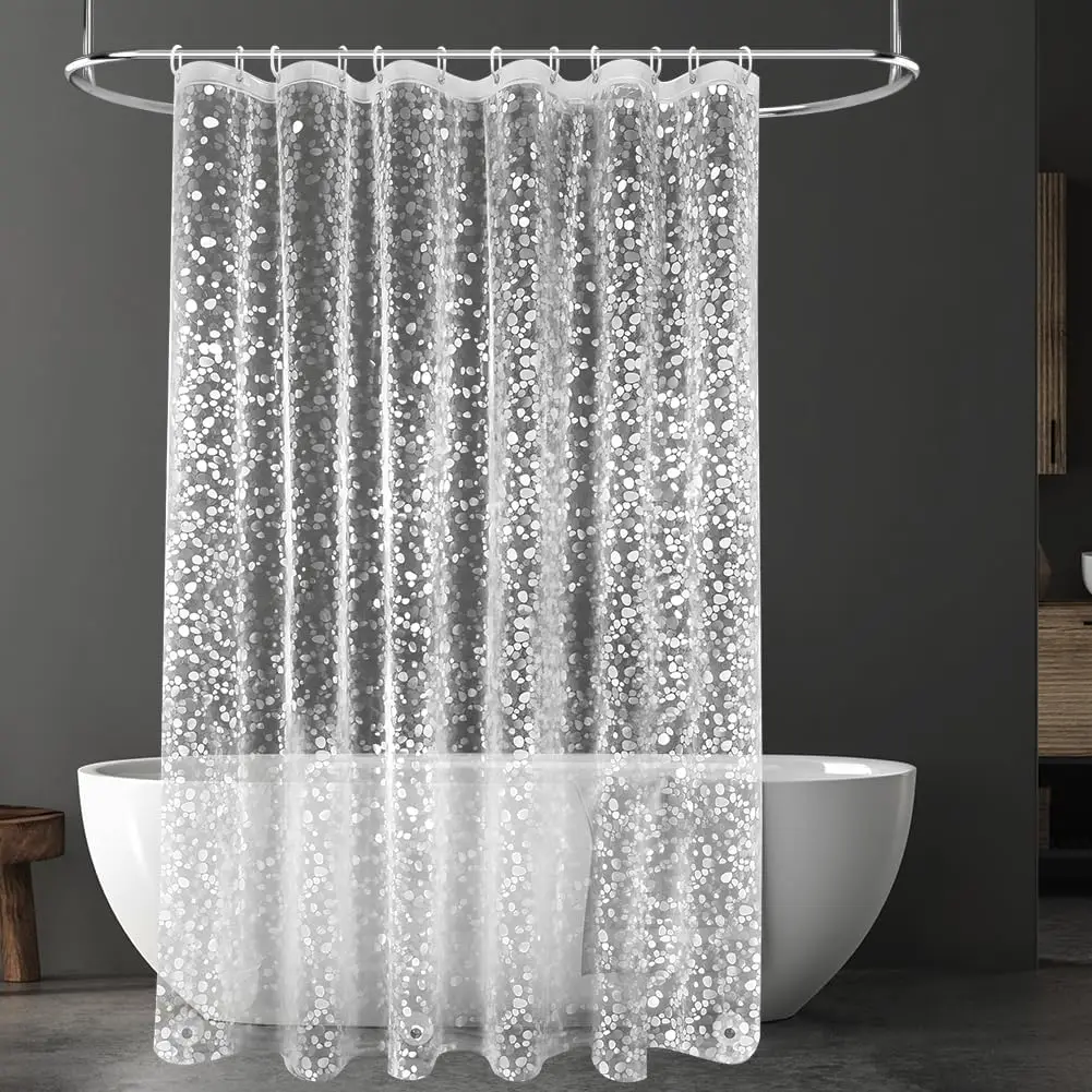 1 Stück Wasserdichter Transparenter Duschvorhang mit Bodenmagneten Leichter Kunststoff Durchsichtiger Duschvorhang-Einsatz für Badezimmer – Detail 6