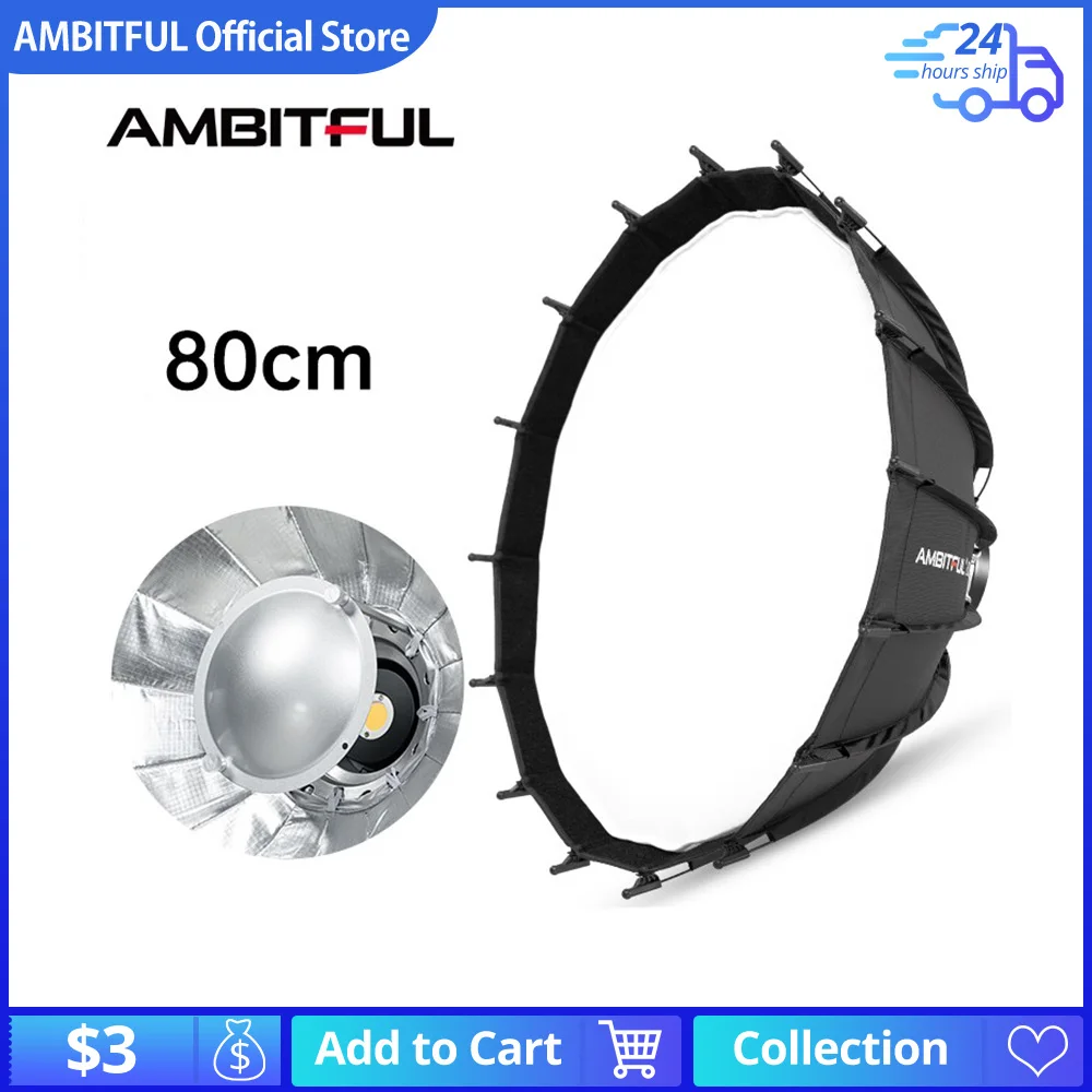 Ambitful 80 см 31 5 дюйма студийное серебряное широкоугольное косметическое блюдо сотовая сетка Bowens крепление для Godox SK400II QT600II SL200II
