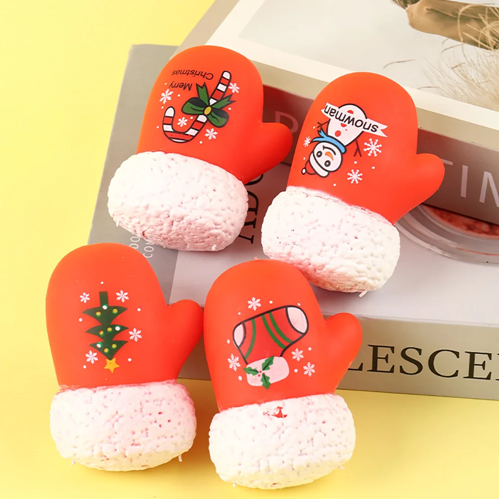 1pc Random Style Creative Cute Christmas Gloves Soft Pinch Relieve Daily Tension Decompression Slow Rebound House Decoration Toy