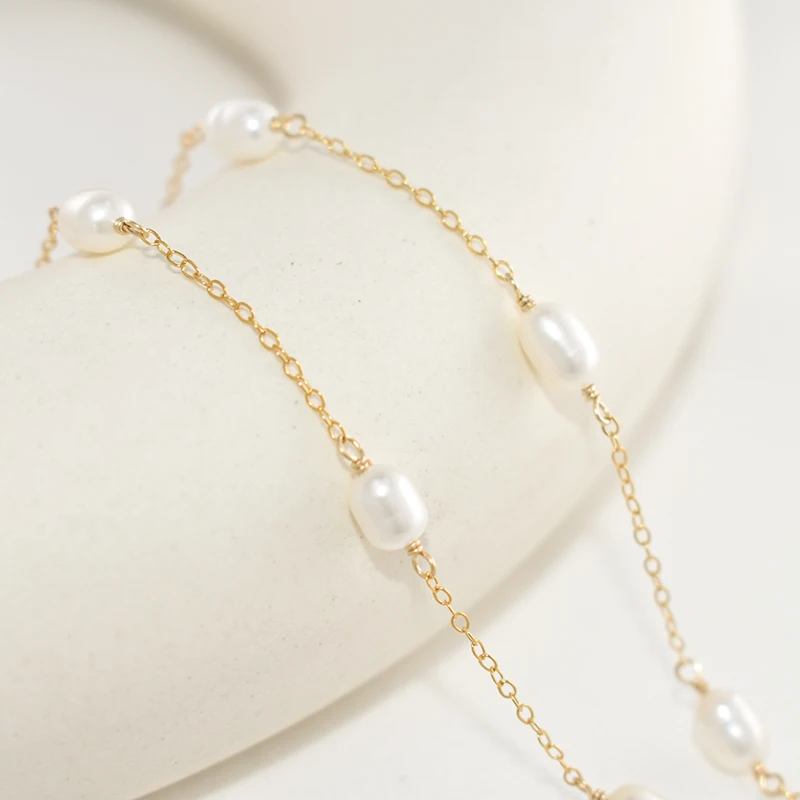 14K Gold Filled/925 Silver Natural Pearl Necklace Handmade Necklace Choker Pendants Collier Femme Kolye Collares Boho Jewelry