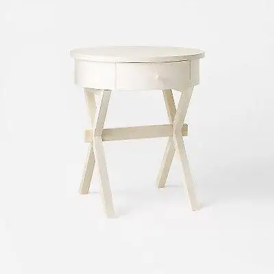 

Wasatch Round Accent Table with Drawer Off White - Threshold designed with