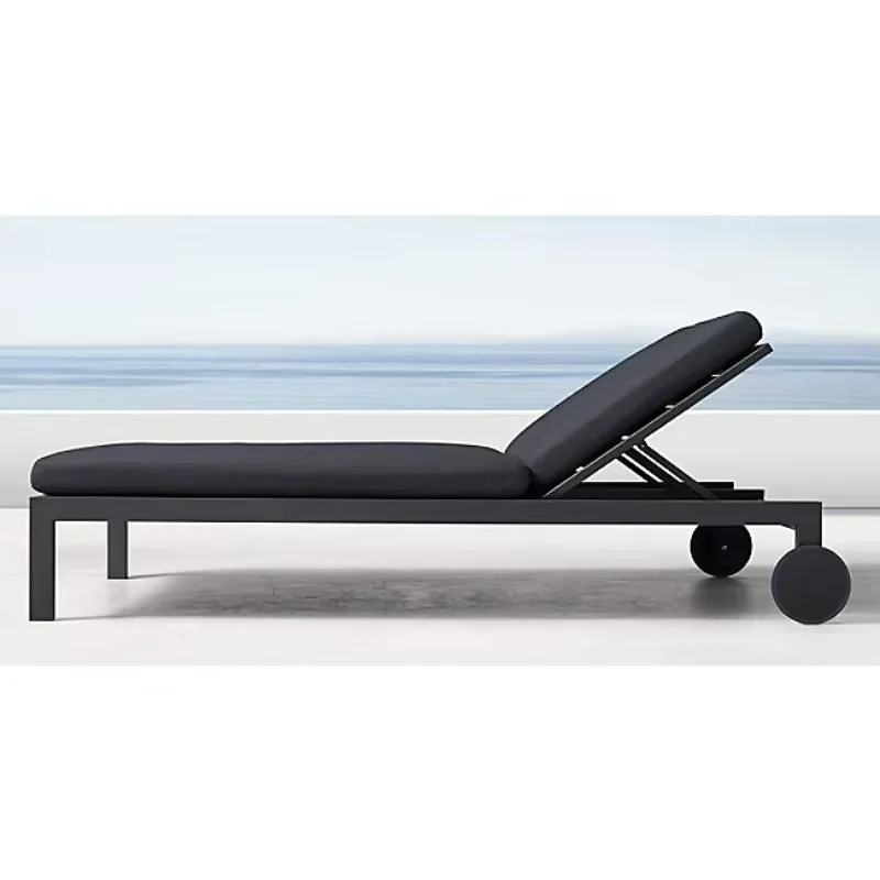 

Modern Outdoor Furniture Poolside Wheels Double Seat Sun Lounger Chair Aluminum Bed