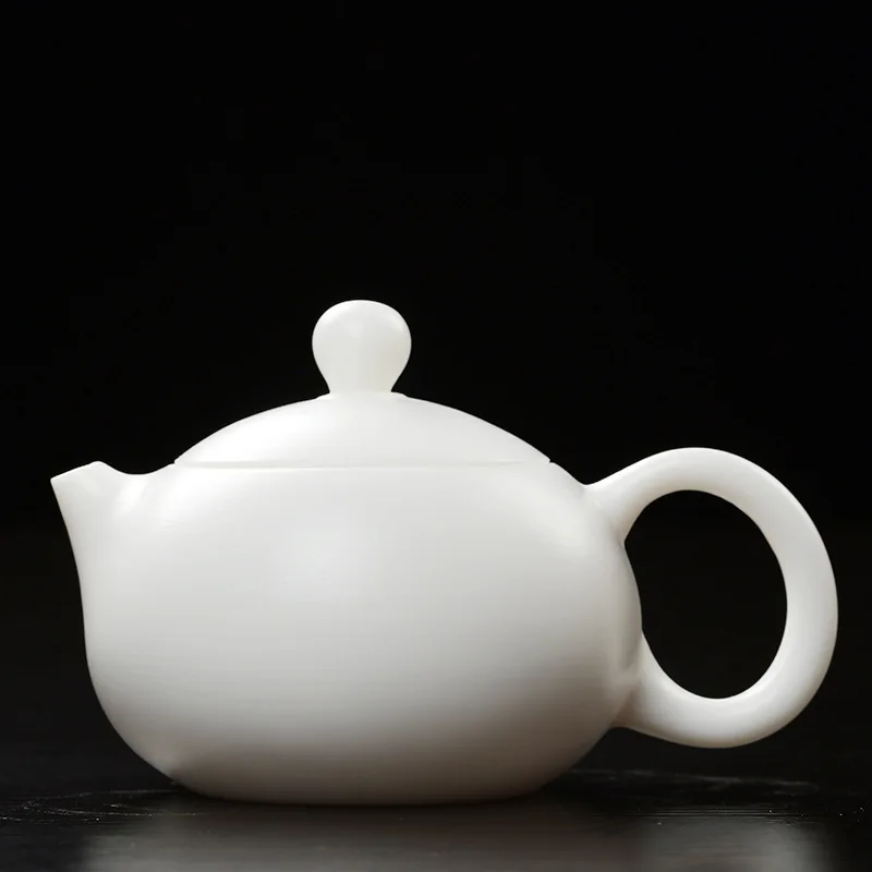 Smooth Glaze Creamy White Ceramic Xishi Teapot, Tight Seal Lid Kung Fu Brewing Pot for Tea Lovers