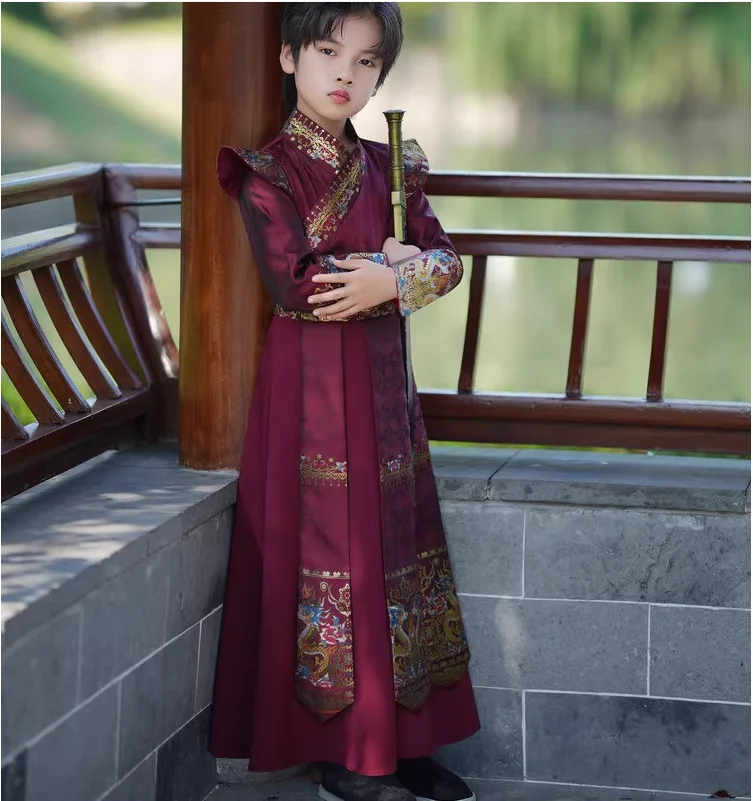 

Boys Hanfu Spring Style Handsome Martial Arts Performance Clothing for Little Boys