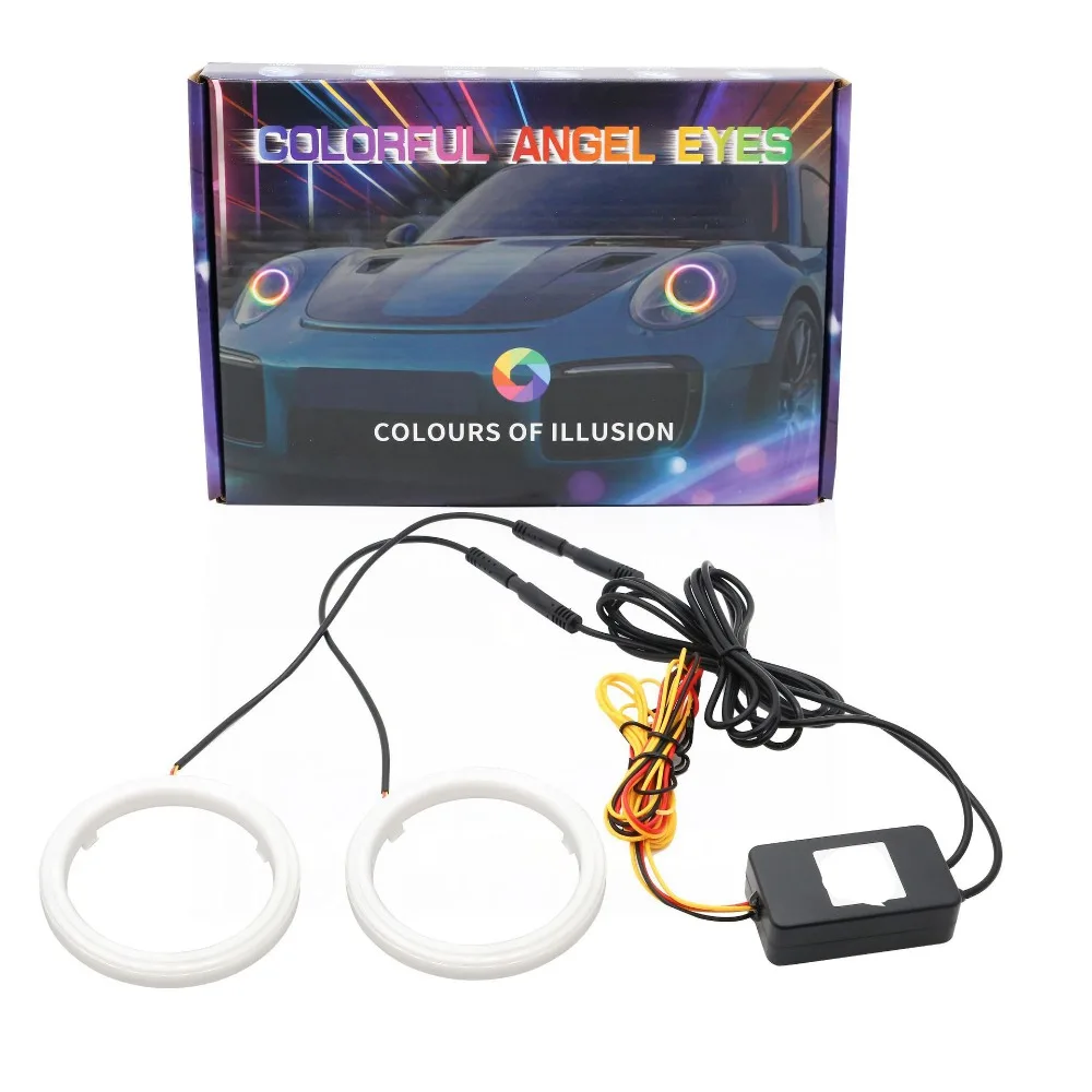 

2PCS RGB Bulb LED Angel Eyes Halo Rings APP Bluetooth Control 12V Car Daytime Running Light DRL Multi-Color Waterproof