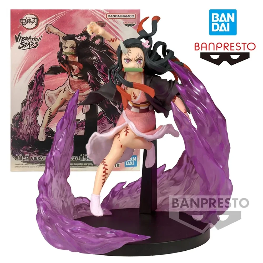 Bandai-Vibration Stars Plus Nezuko Kamado Demon Slayer Anime Character Model Toy, Coleção Original Gift, 13cm, Frete Grátis