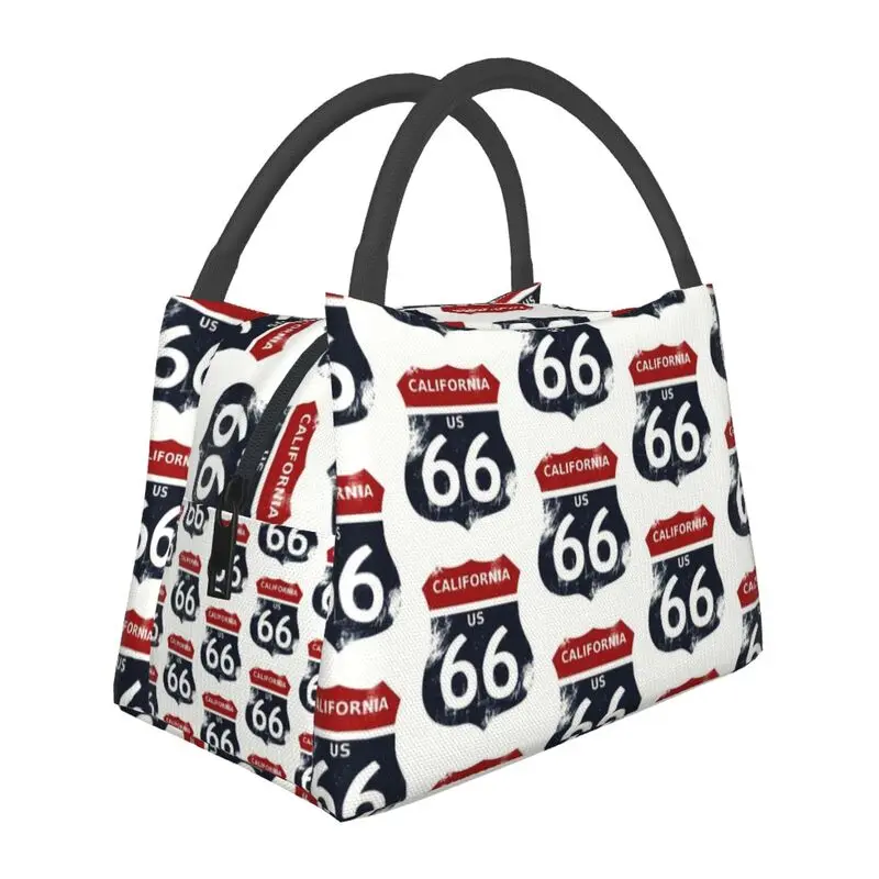 California Route 66 No Border Insulated Lunch Bag for Work Office USA Highways Leakproof Cooler Thermal Lunch Box Women