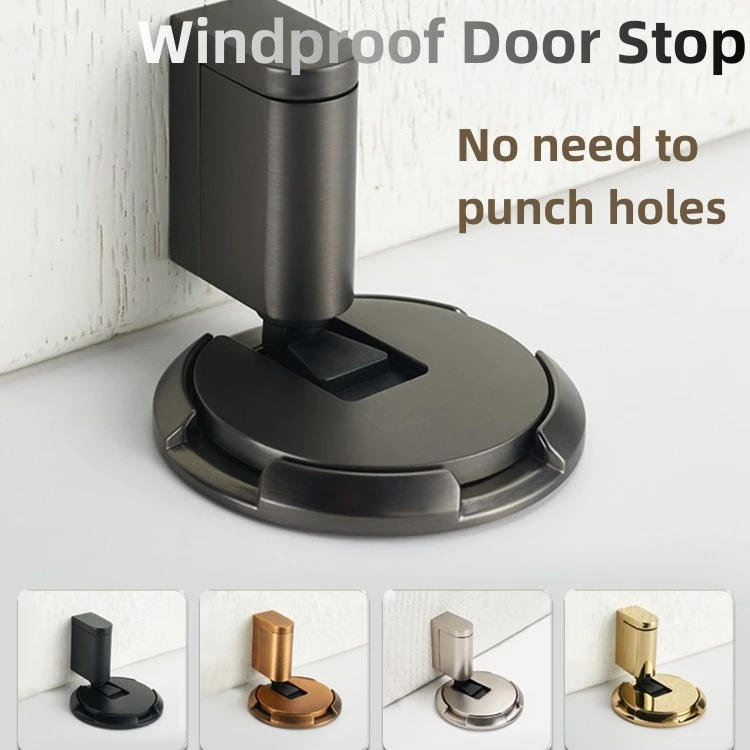 Multi-colore nuovo antivento a pavimento silenzioso opaco Anti-collisione porta meccanica invisibile tappo-free Punch Door Stop