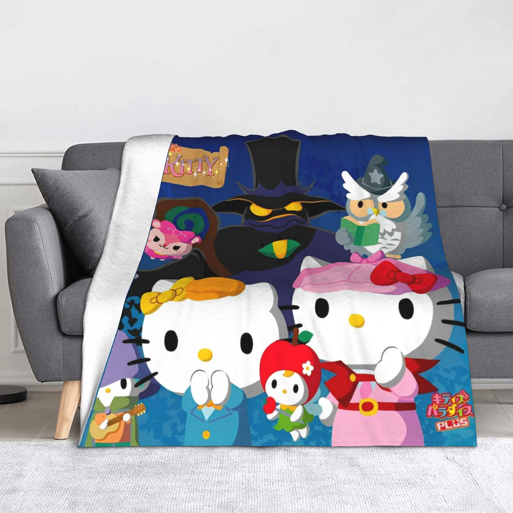 

Hello Kitty Detective Blankets Flannel Autumn/Winter Cartoon Anime Multifunction Throw Blanket for Home Office Bedding Throws