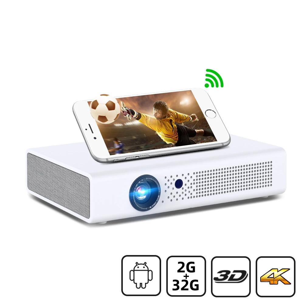 Mini Projector 300Inch Draagbare 16:9 Full Hd 1080P 3D 4K Smart Wifi Android Game Led Dlp Home theater Voor Smartphone Keystone