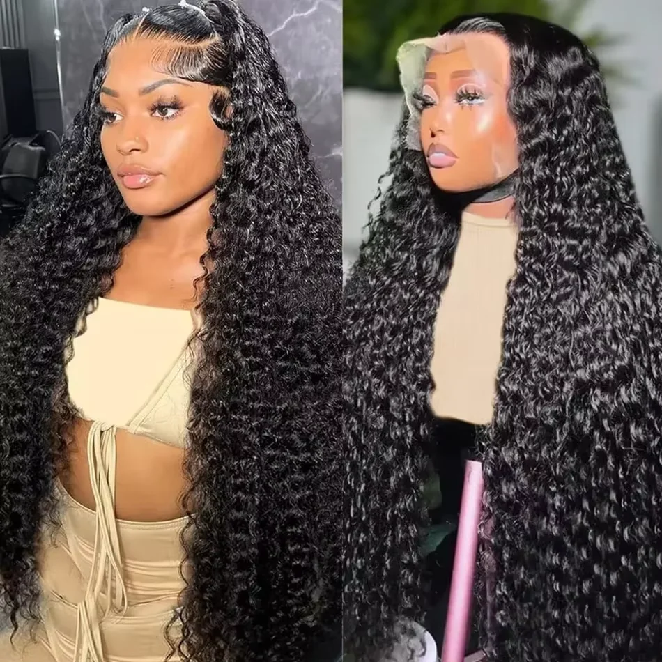

13x4 13x6 HD Transparent Deep Wave Lace Front Human Hair Wigs 18 to 42 inch Curly Human Hair Wigs 200 Density