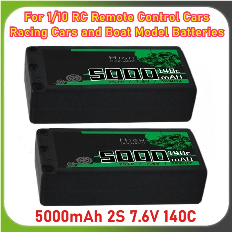 

High-Quality 5000mAh 2S 7.6V 140C Rechargeable Battery for 1/10 RC Remote Control Cars Racing Cars and Boat Model Batteries