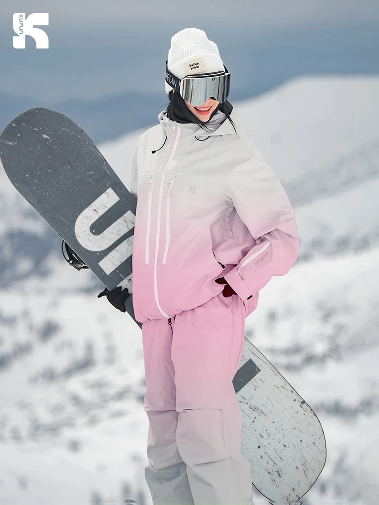 

KUFUN лыжная одежда, водонепроницаемая утолщенная ветрозащитная зимняя спортивная куртка для сноуборда, брюки, свободные повседневные мужские и женские подростковые куртки