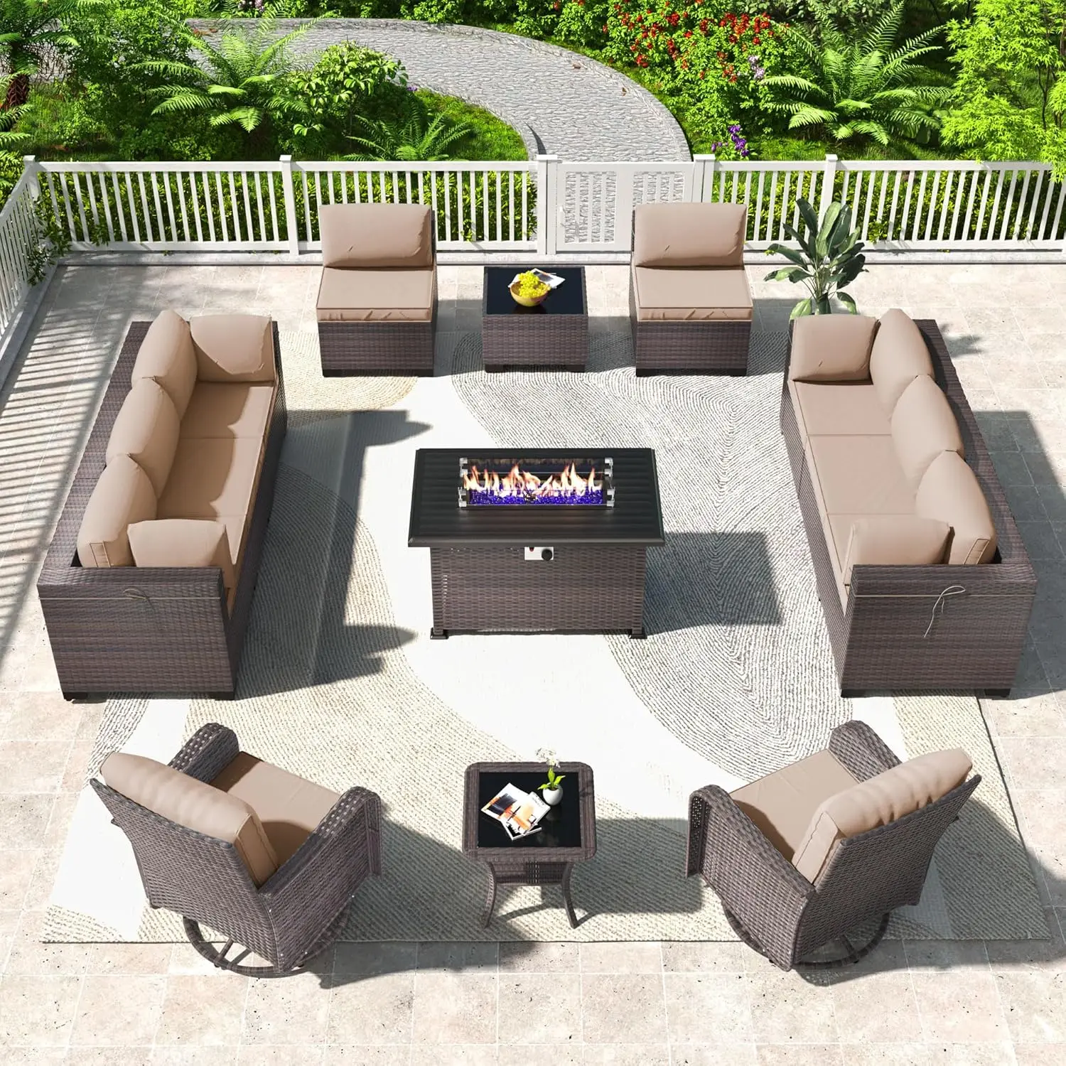 13PCS Outdoor Patio Furniture Set,PE Wicker Rattan Sectional Sofa Patio Sets with 43