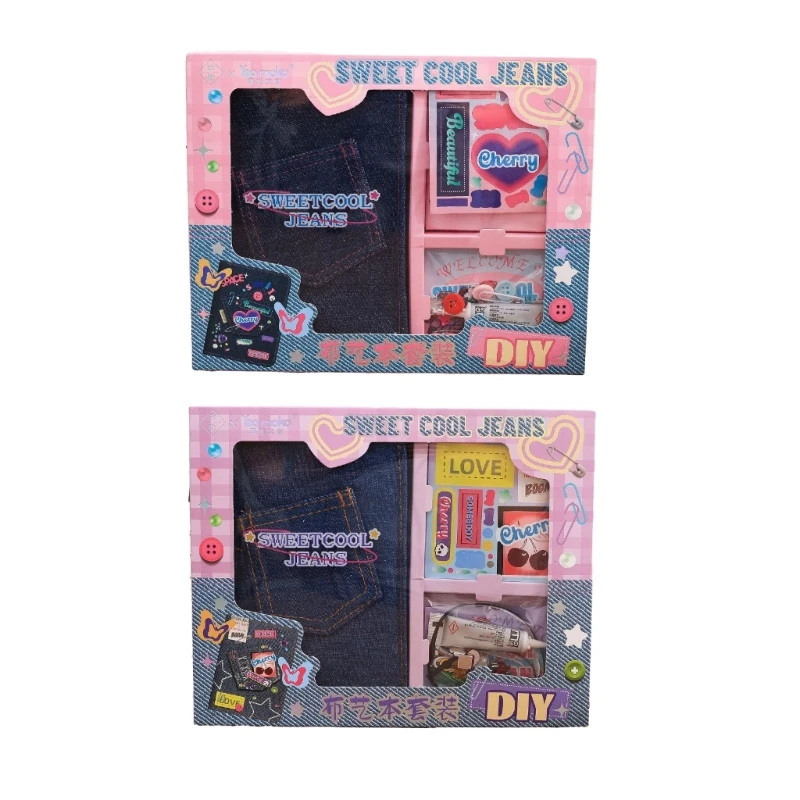 Kits Antigos de Livro-Razão com Material DIY, Tecido Denims Notebook, Clássico, Médio, Retro