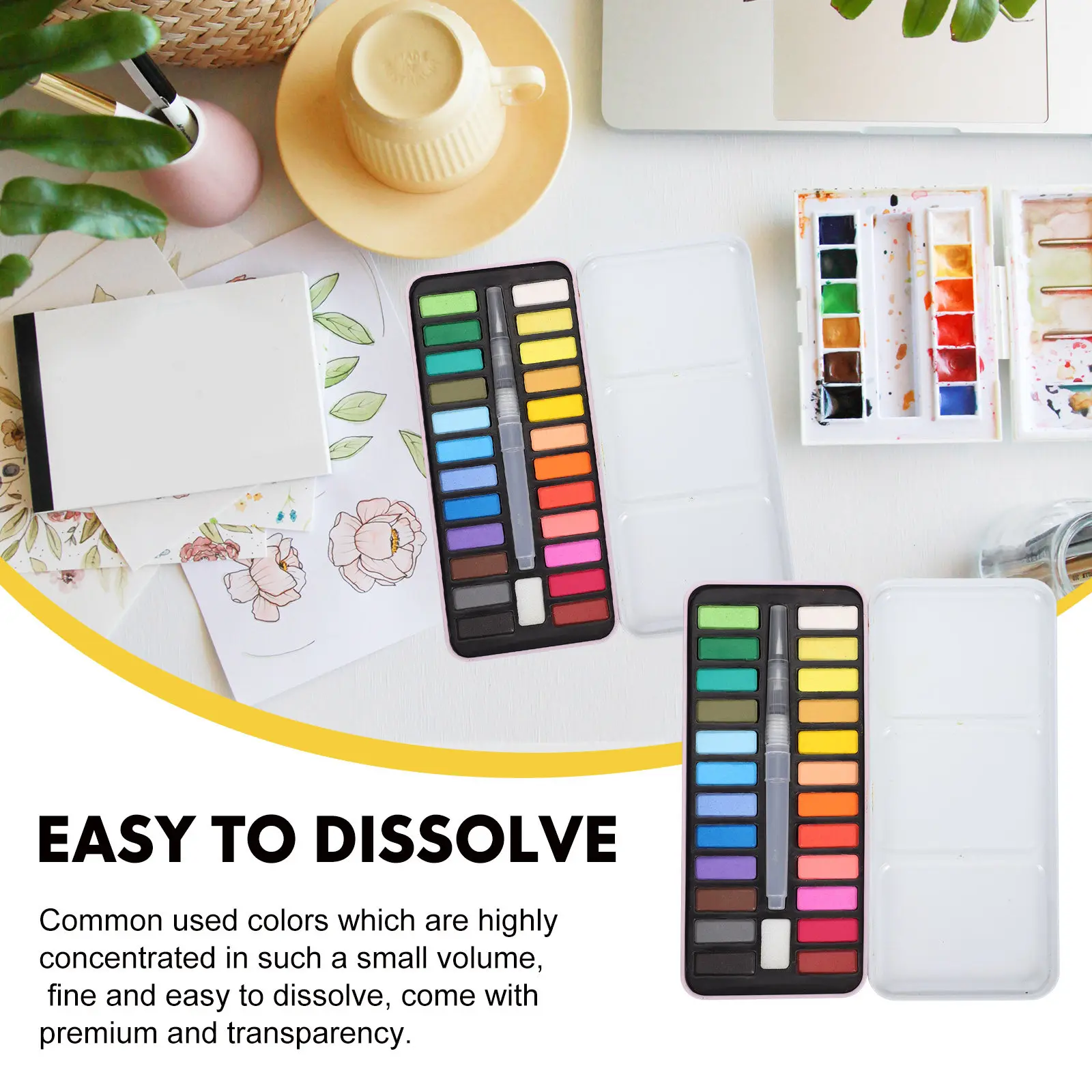 

Набор акварельных красок в твердых тюбиках, многофункциональный портативный дорожный набор для акварели, удобный аксессуар для художников и студентов