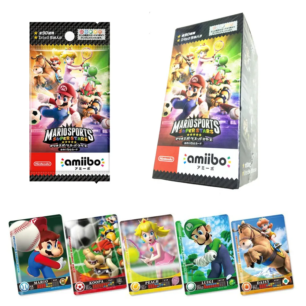 ARTSWIFT Cartões Nintendo Amiibo Mario Sport Superstar 1 BOX Todos os 90 PCS Versão Asiática Acessórios Originais para Jogos