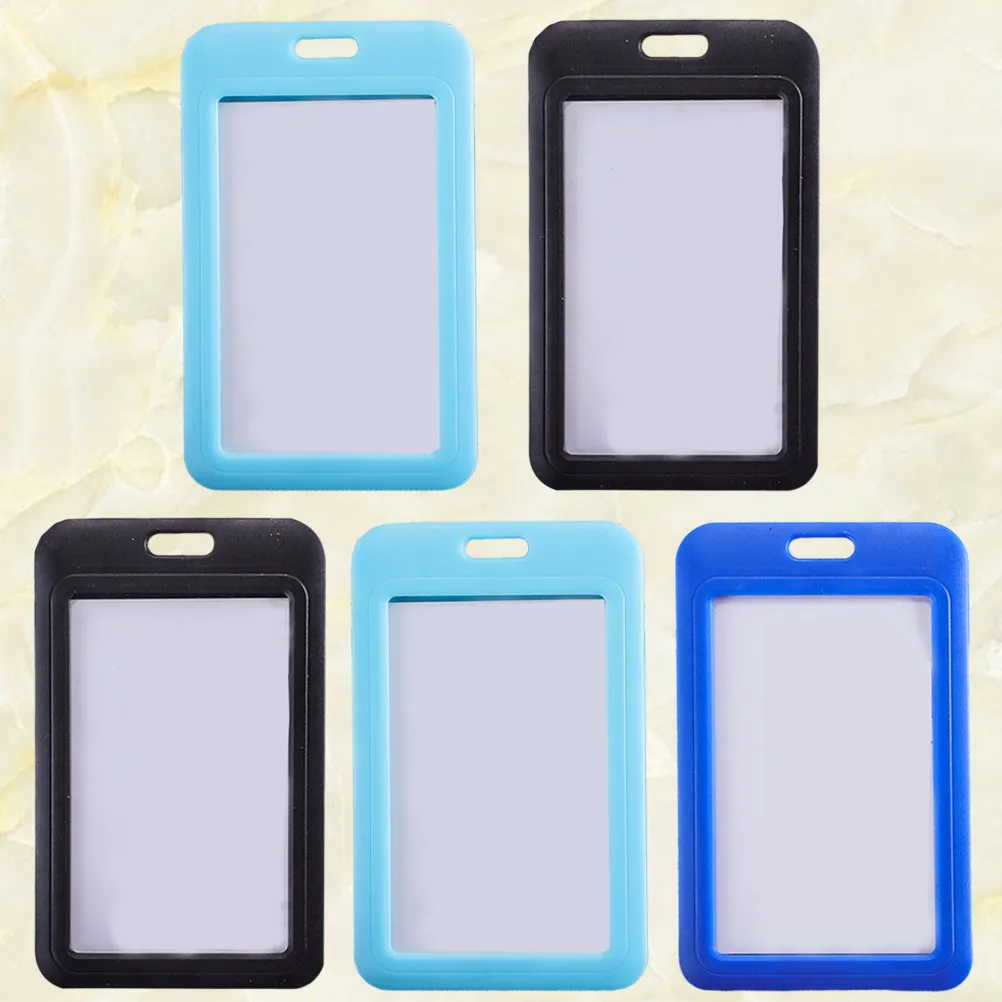 

Набор из 5 штук: держатели для бейджей с выдвижной крышкой и шнурком для офиса, удостоверений личности, проездных на автобус, пропусков сотрудников, с полипропиленовыми чехлами для нескольких карт