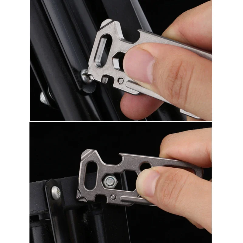Outdoor EDC Multifunctional Titanium Alloy Car Key Buckle Tool, Men's Creative Gift
