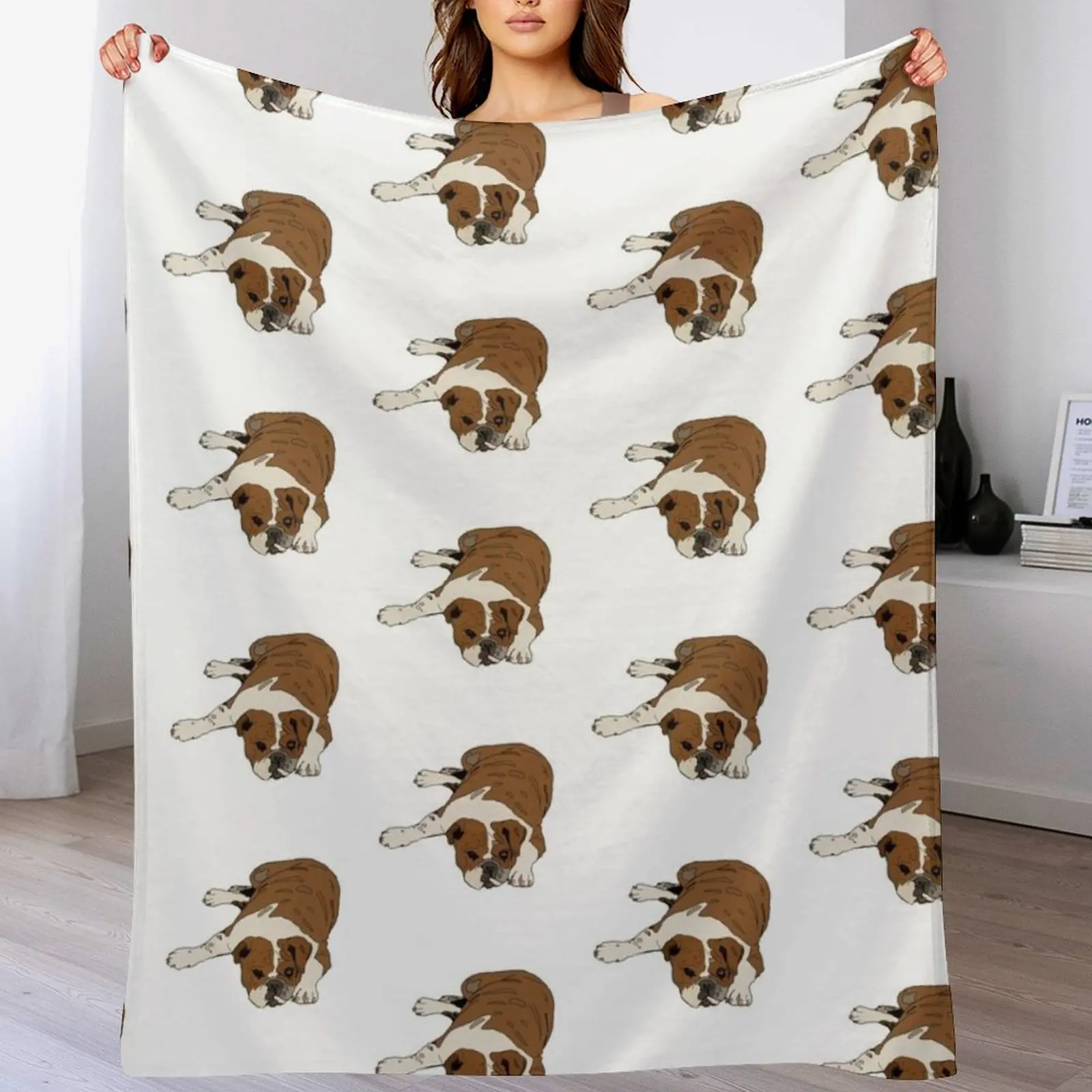 

English Bulldog Throw Blanket Hair Soft Plush Plaid Luxury Brand Tourist Blankets