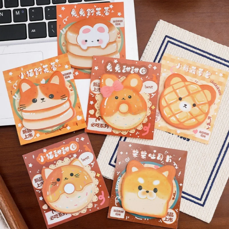 60pcs/lot Kawaii Bread Doughnut Rabbit Cat Dog Memo Pad Cute Stationery Label Notepad Planner Sticker Post School Supply
