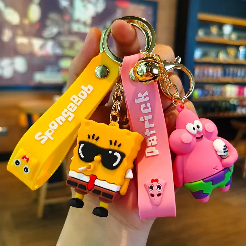 SpongeBob SquarePants Cartoon Couple Keychain Anime Figure Patrick Star Accessories Car Key Chain Backpack Pendant Birthday Gift