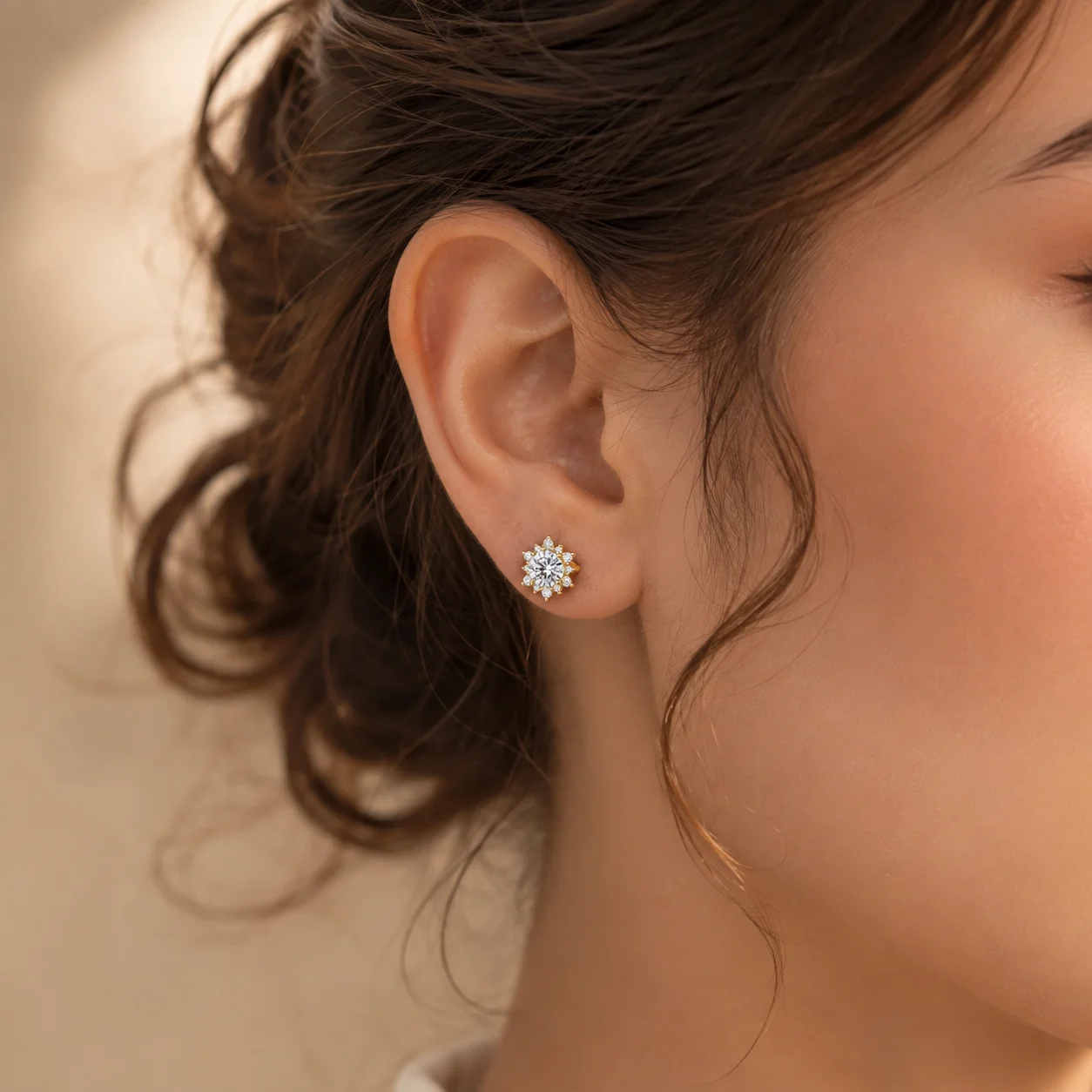 Anting-anting Moissanite Bentu - Moissanite Stud Earrings Round Cut 1Ct ulasan dan harga