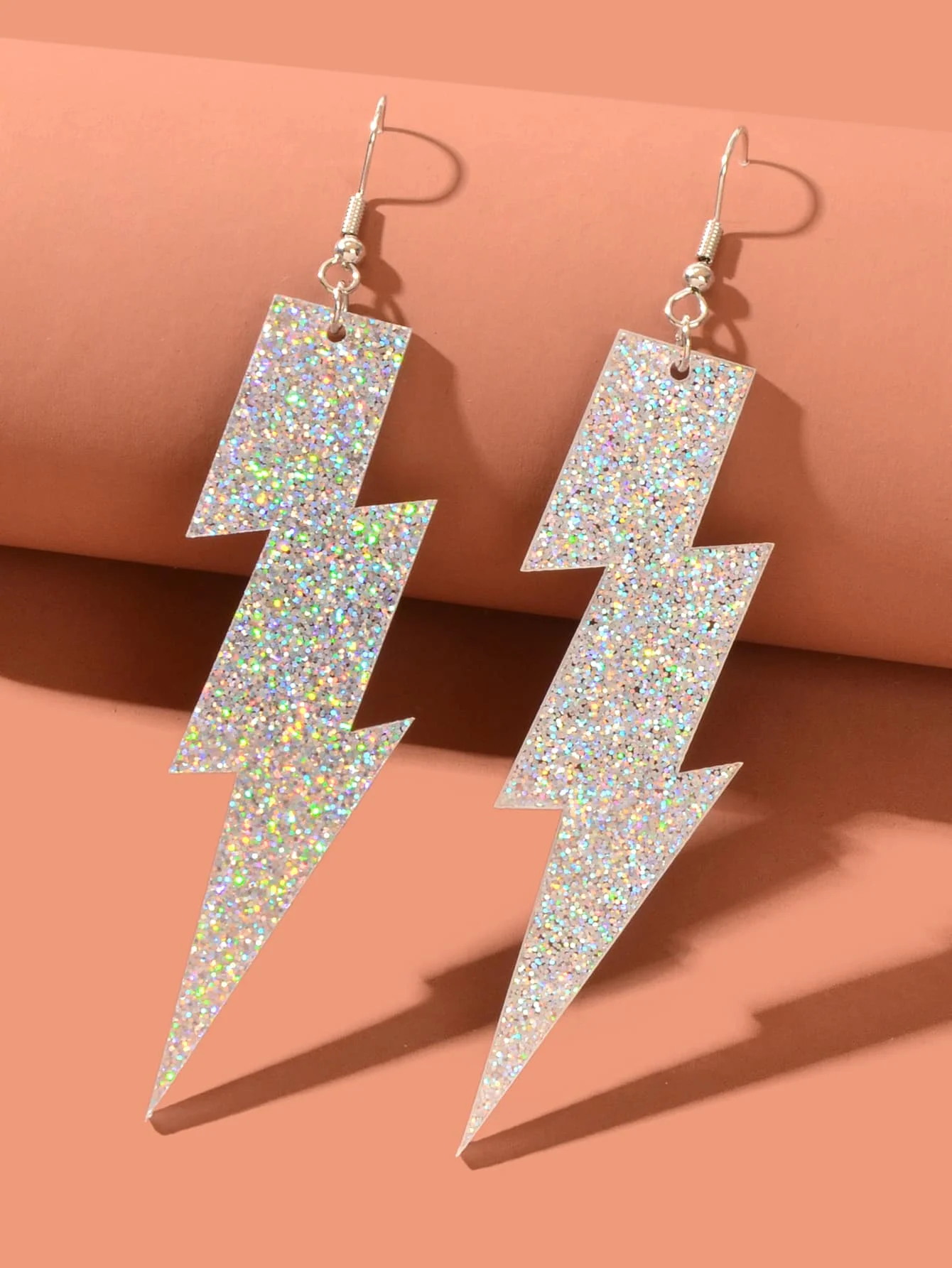 

Shiny Glitter Lightning Bolt Shape Earrings For Women