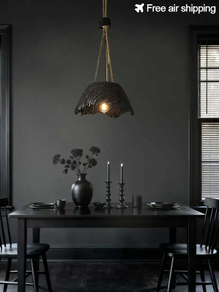 وابي سابي خمر الشمال الطبيعي قصب معلقة قلادة ضوء لمطعم بار الإقامة المنزلية دراسة غرفة نوم الثريا مصباح السقف #3